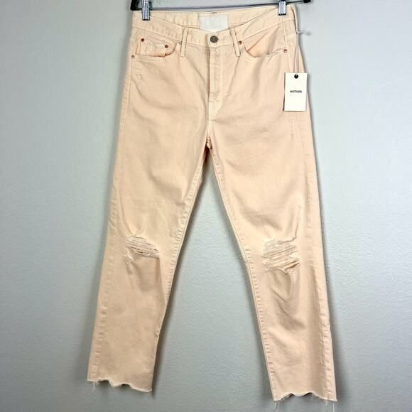 MOTHER SUPERIOR | NEW The Saint Fray in Peach Distressed Pink Orange Jeans 29 - Picture 11 of 11